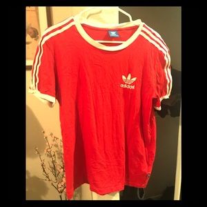 ADIDAS red  3 stripe shirt